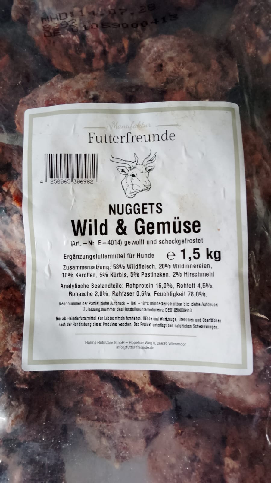 BARF-Nuggets Wild & Gemüse, gewolft und portioniert