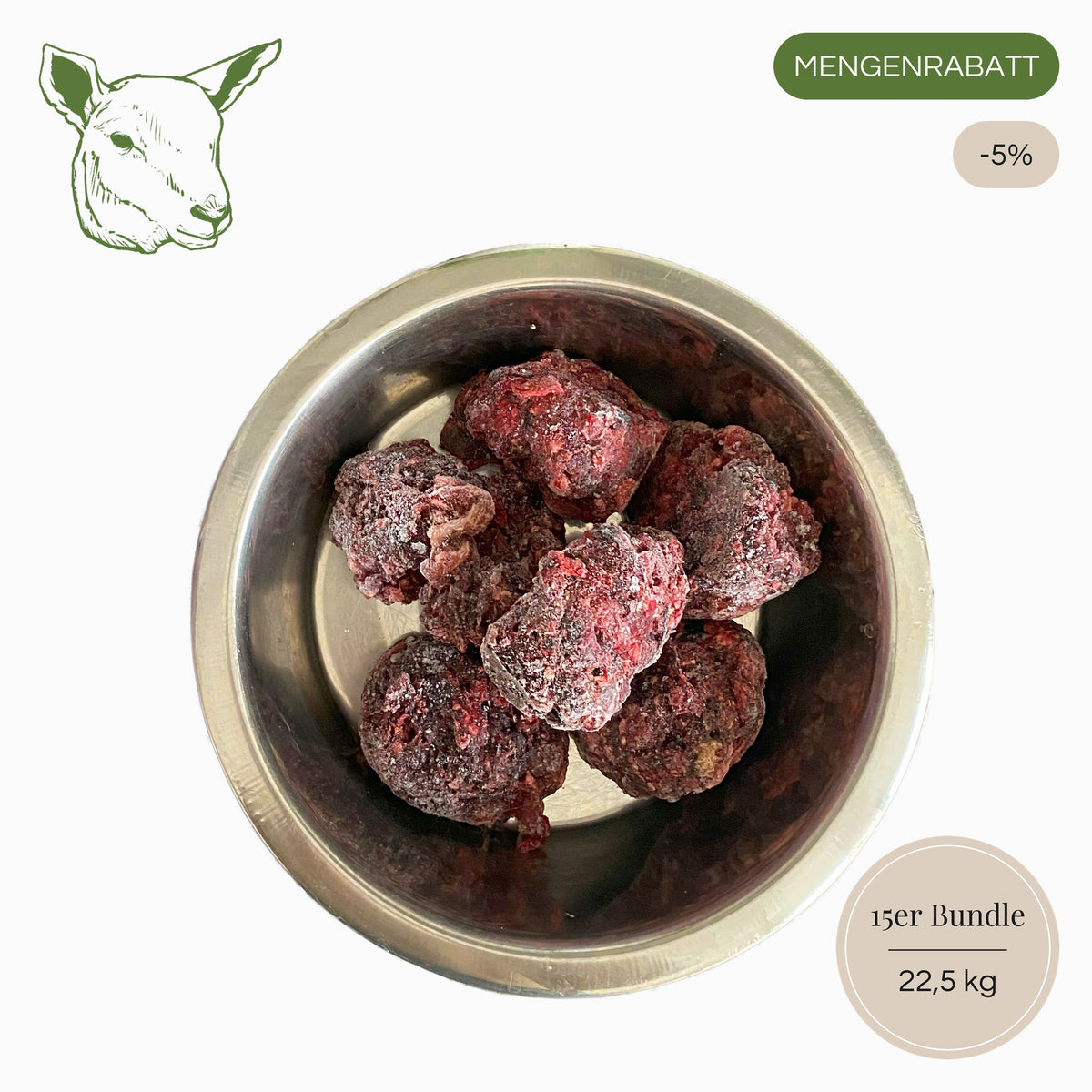 BARF-Nuggets Lamm 15er Sparpaket, 15 × 1,5 kg = 22,5 kg, Mengenrabatt 5 %