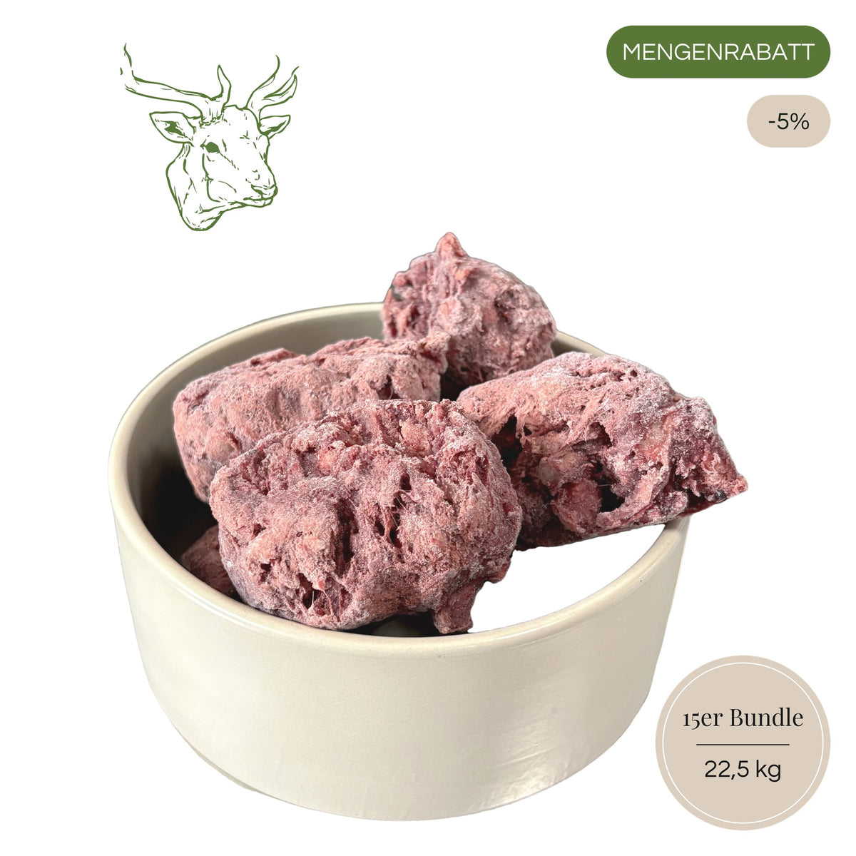 BARF-Nuggets Wild 15er Sparpaket, 15 × 1,5 kg = 22,5 kg, Mengenrabatt 5 %