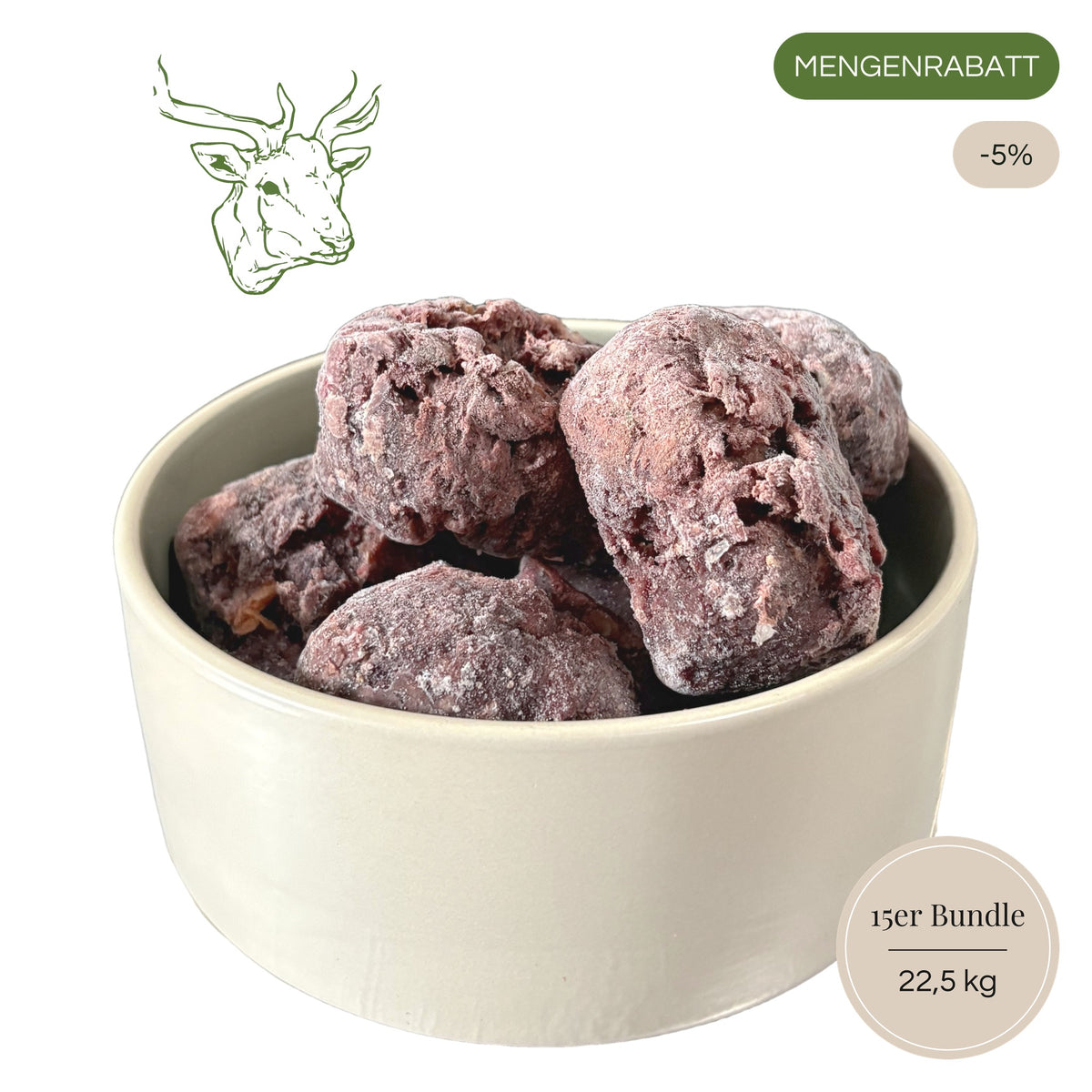 BARF-Nuggets Wild & Gemüse 15er Sparpaket, 15 × 1,5 kg = 22,5 kg, Mengenrabatt 5 %