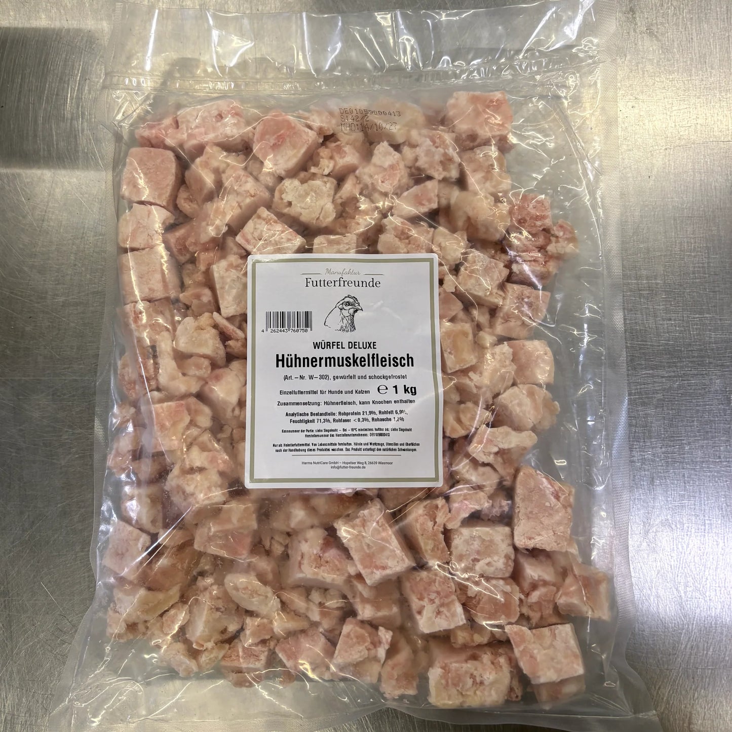 Hühnermuskelfleisch Würfel, roh
