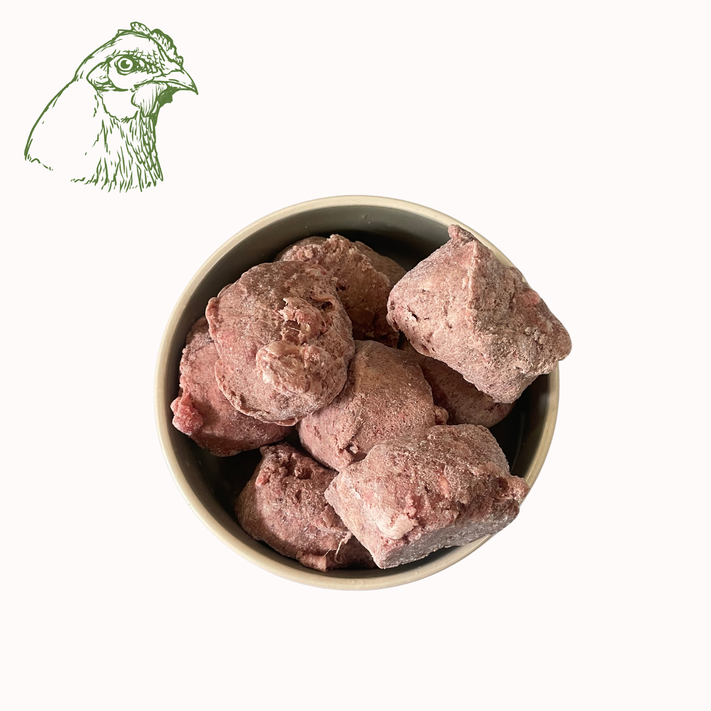 BARF-Nuggets Huhn, gewolft und portioniert
