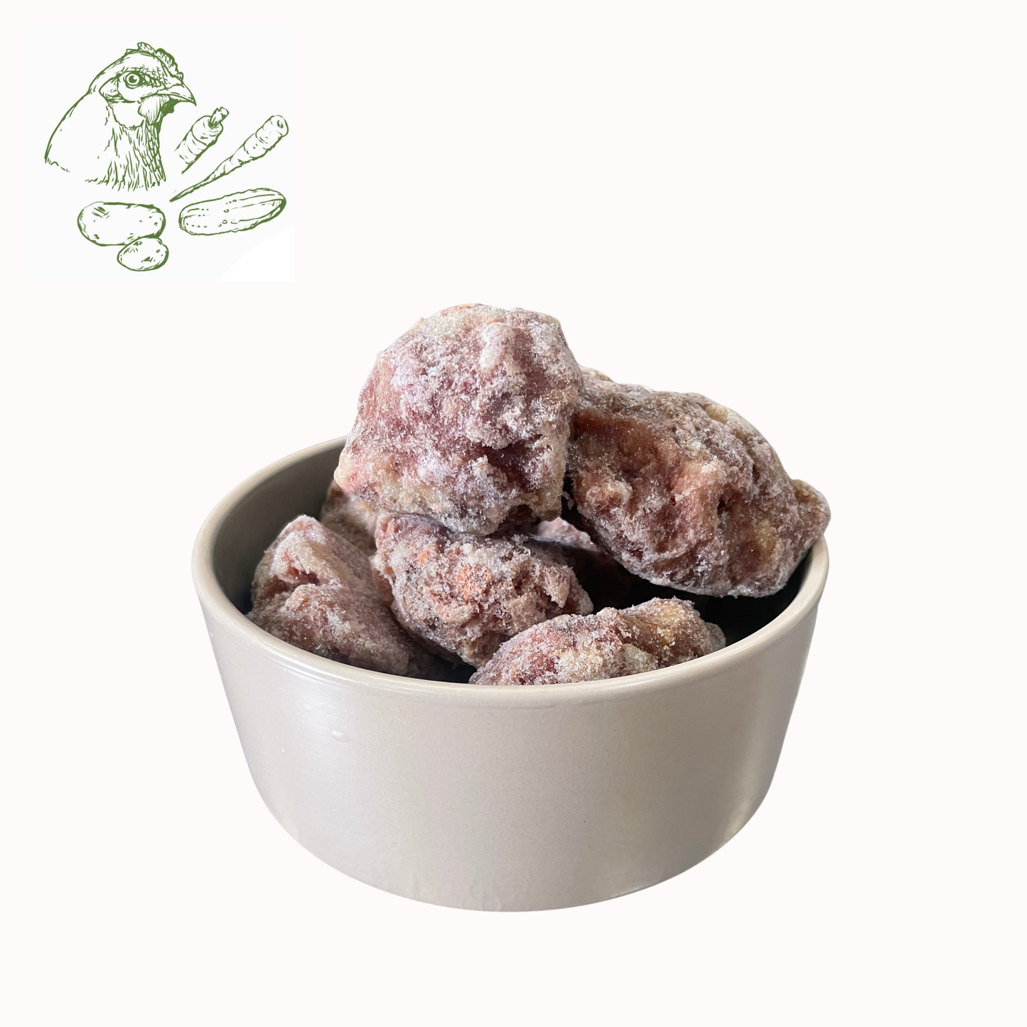 BARF-Nuggets Huhn & Gemüse, gewolft und portioniert