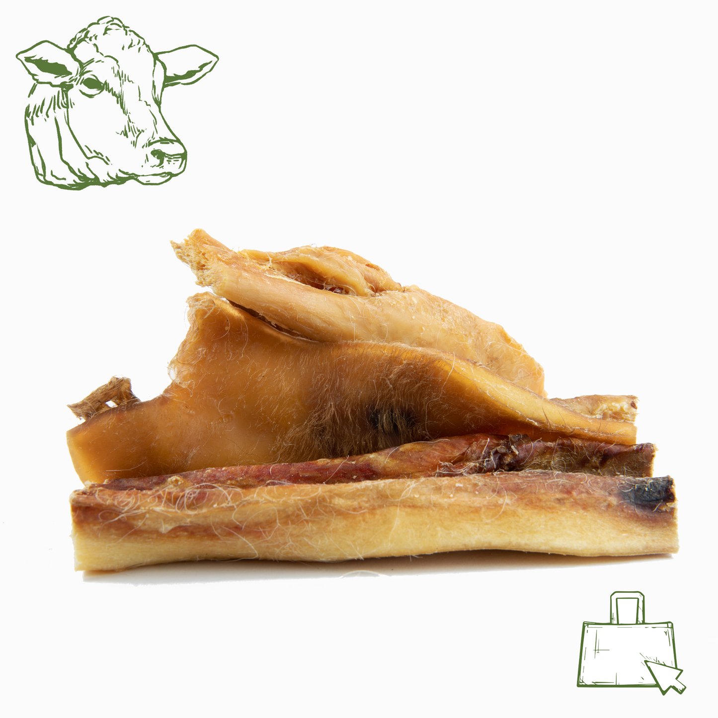 Rinderkopfhaut kurz 15 cm (250 g, 500 g, 1 kg)