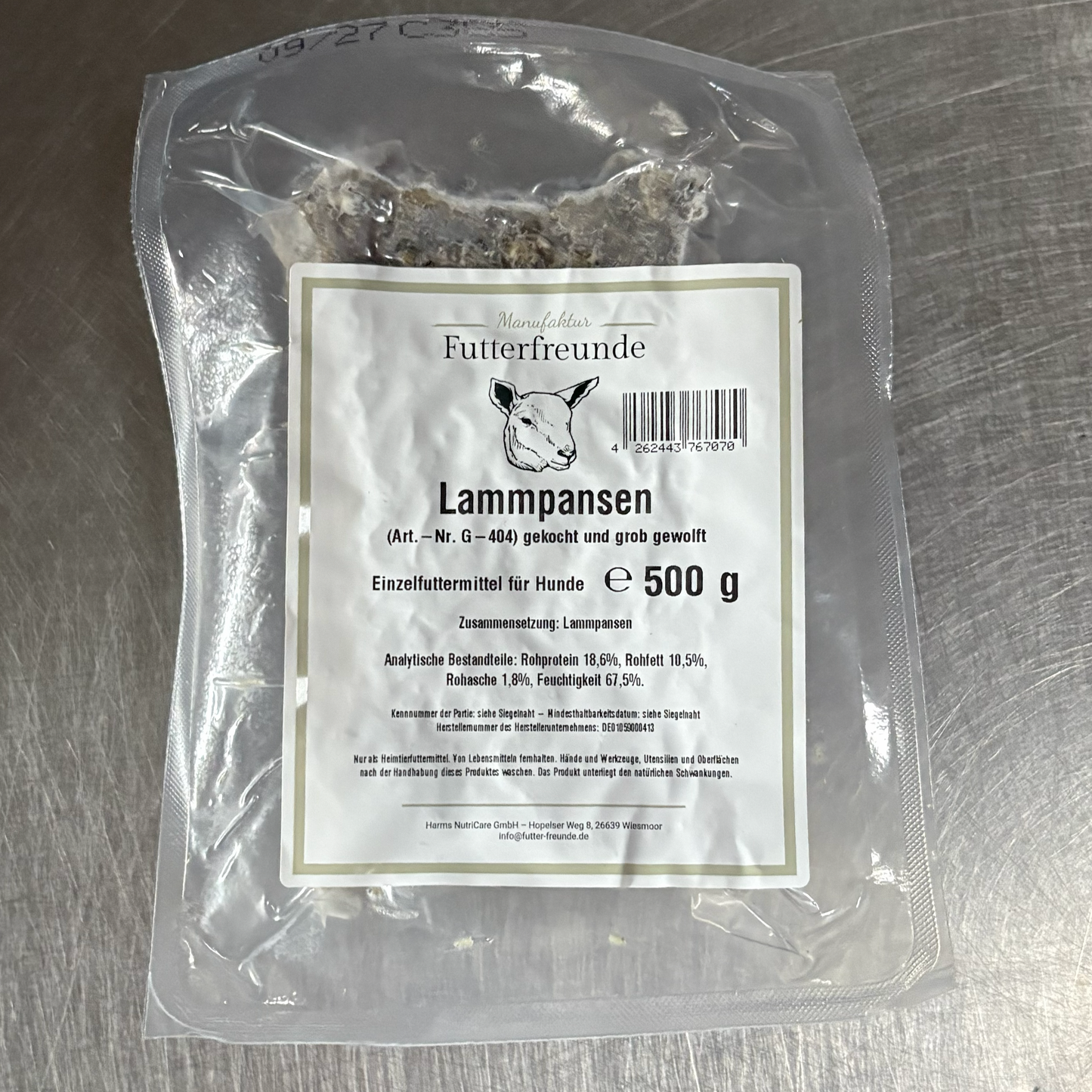 Lammpansen, gekocht und grob gewolft (500g)