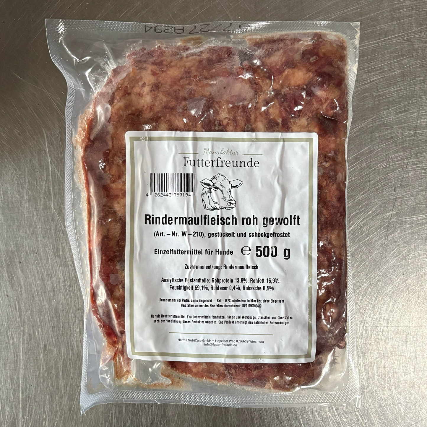 Rindermaulfleisch, roh und gewolft 500 g