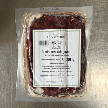 Rinderherz, roh gewolft (500g)