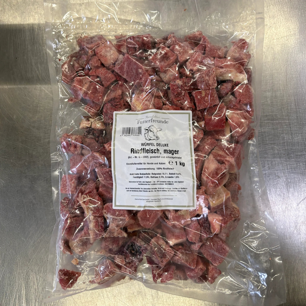Rindermuskelfleisch mager Würfel, roh