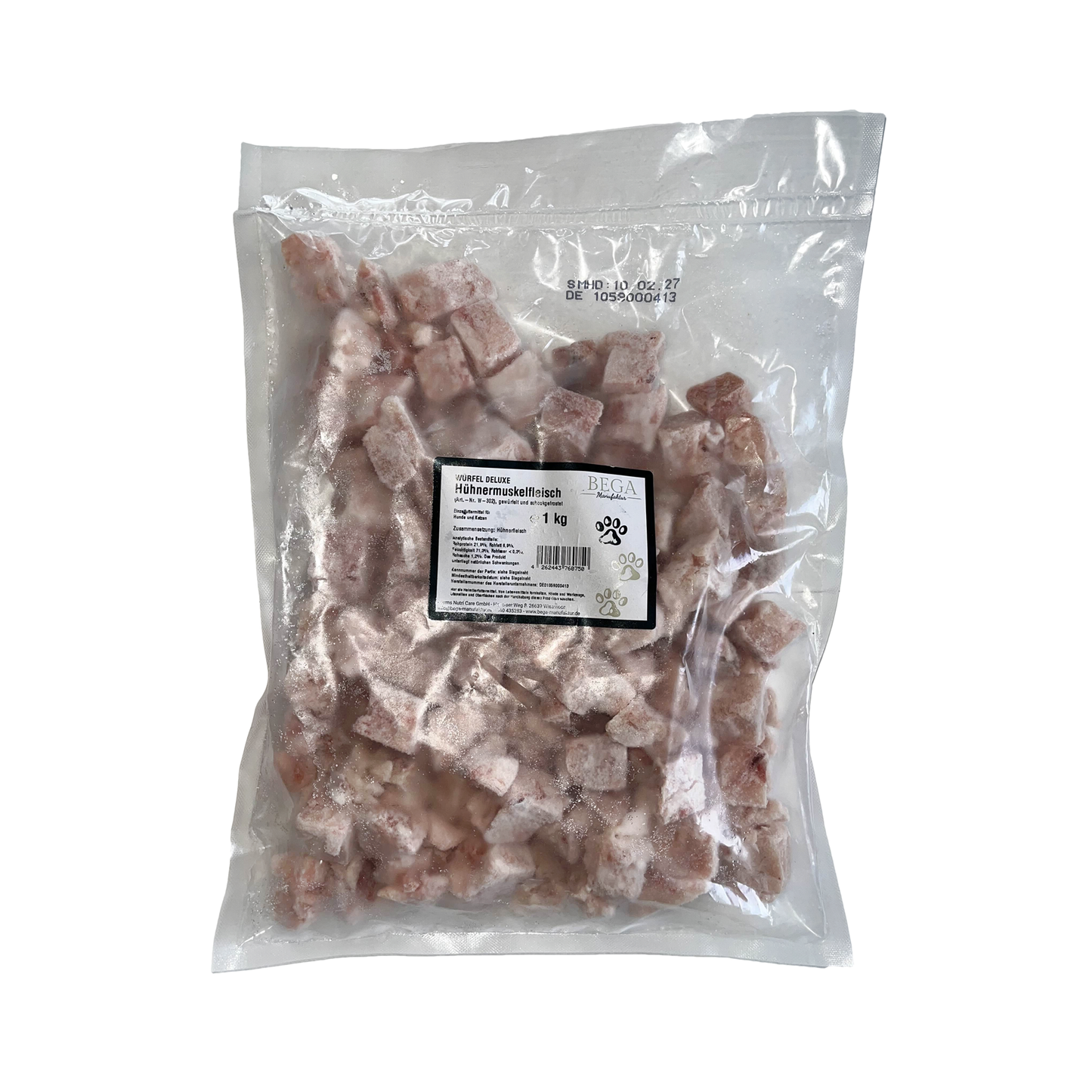 Hühnermuskelfleisch Würfel, roh (1KG, 2KG)