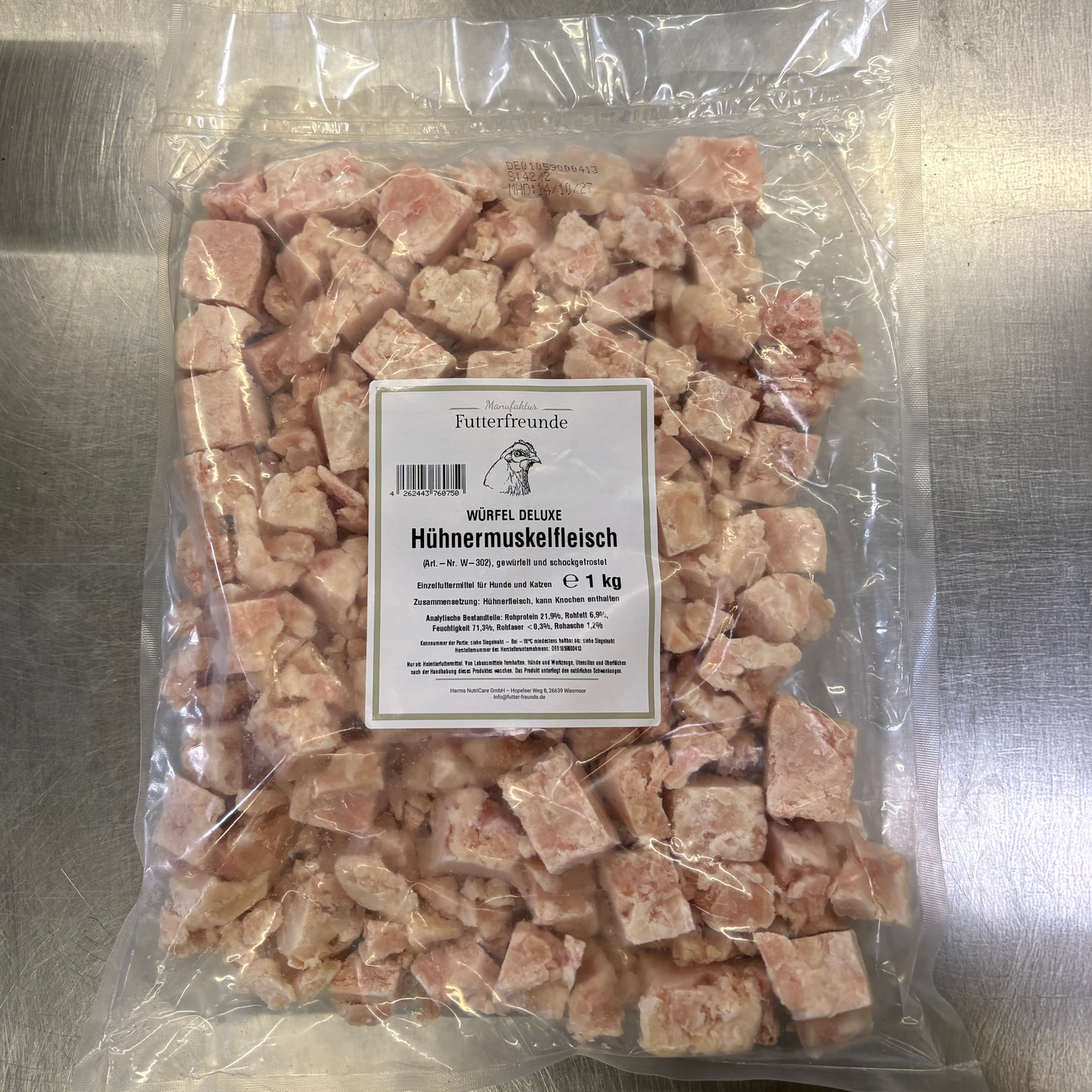 Hühnermuskelfleisch Würfel, roh (1KG, 2KG)