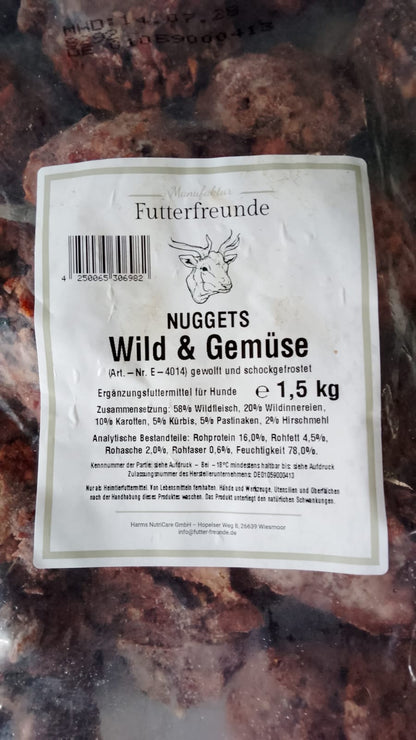BARF-Nuggets Wild & Gemüse, gewolft und portioniert